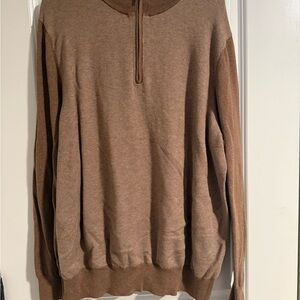Men's Brooks Brother Brown Quarter-Zip Sweater